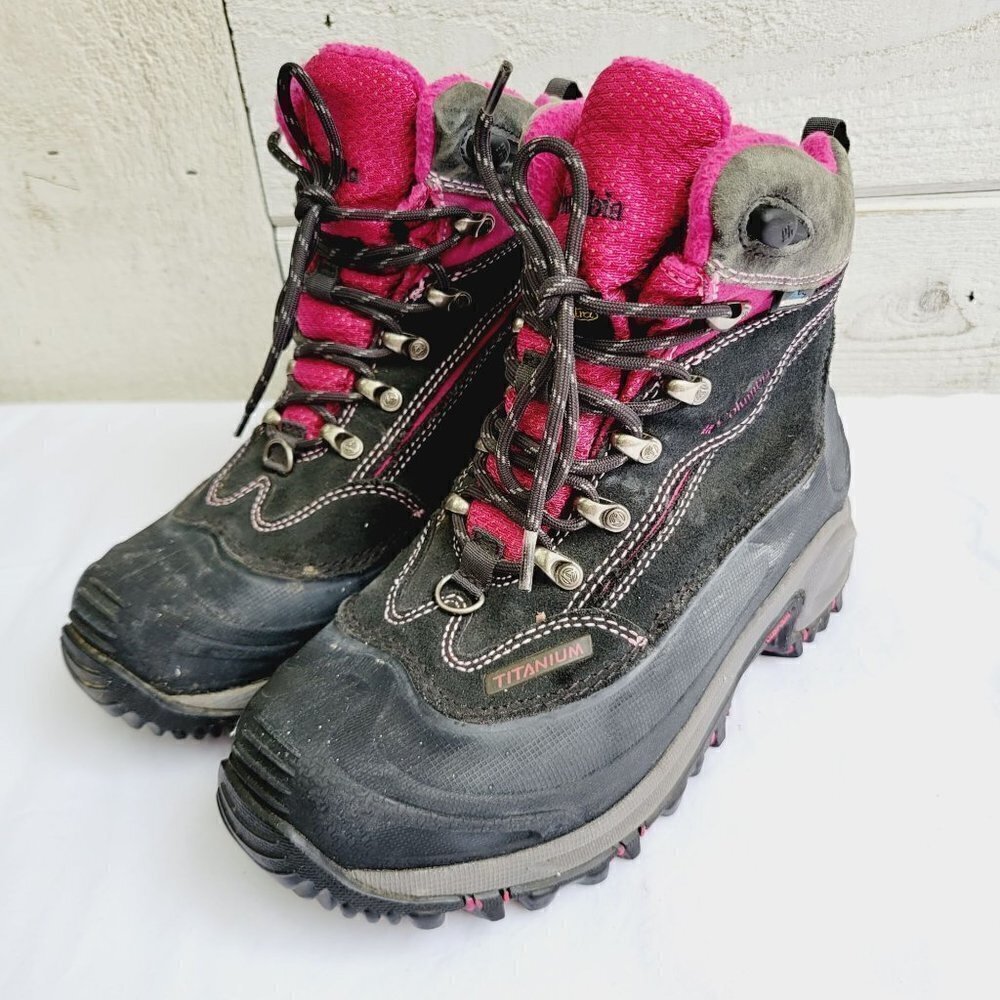Columbia Women's Black Pink Titanium Ice Crushette WTPF Winter Boots - size 5